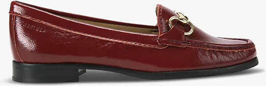 Womens Red Click Snaffle-Trim Flat Patent-Leather Loafers Eur 37 / 4 Uk Women