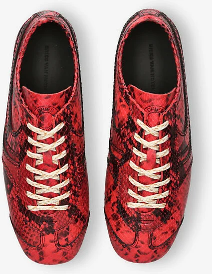 Womens Red Comb Dustin Snake-Print Leather Low-Top Trainers Eur 39.5 / 6.5 Uk Women - Image 2