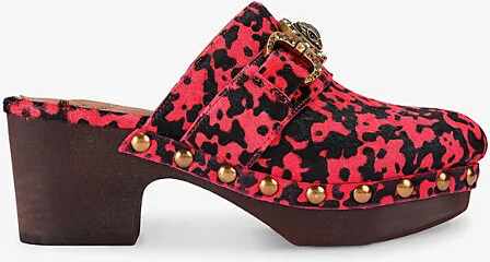 Womens Red Comb Mansion Heeled Leather Clogs Eur 37 / 4 Uk Women