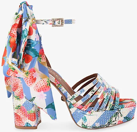 Womens Red Comb Pierra Ankle-Tie Woven Platform Heels Eur 37 / 4 Uk Women