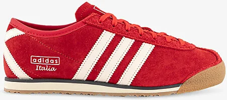 Womens Red Cream White Silver M Italia 70S Suede Low-Top Trainers 8