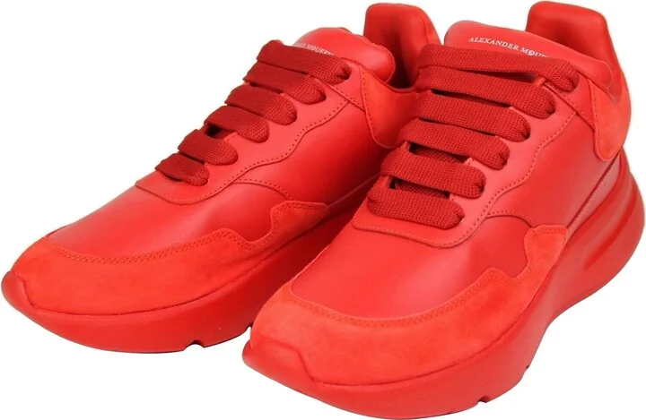 Women's Red Leather / Suede Sneaker - Image 2