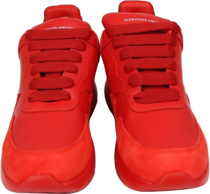 Women's Red Leather / Suede Sneaker - Image 3