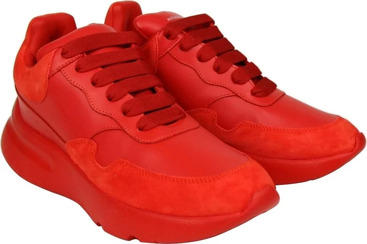 Women's Red Leather / Suede Sneaker - Image 4
