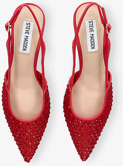 Womens Red Legaci Rhinestone-Embellished Heeled Woven Slingbacks Eur 39 / 6 Uk Women - Image 2