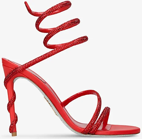 Womens Red Margot 105 Crystal-Embellished Satin Heeled Sandals Eur 36.5 / 3.5 Uk Women