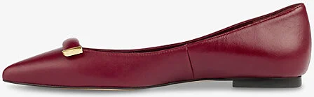 Womens Red-Maroon Blair Bar-Trim Leather Flats Eur 38/5 Uk Women - Image 2