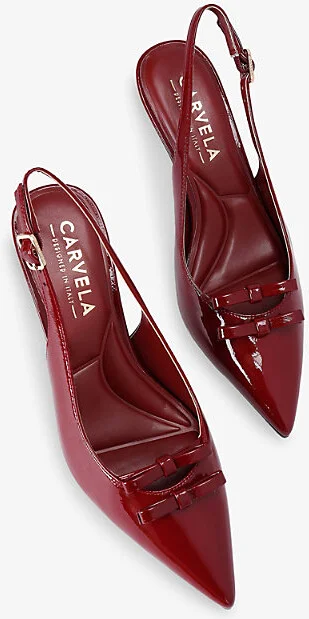 Womens Red Positano Bow Patent-Leather Kitten Heels Eur 39 / 6 Uk Women - Image 2