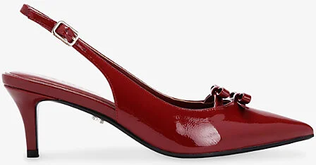 Womens Red Positano Bow Patent-Leather Kitten Heels Eur 39 / 6 Uk Women