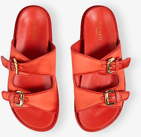 Womens Red-Red Capri Buckle Satin Flat Sandals Eur 39 / 6 Uk Women - Image 2