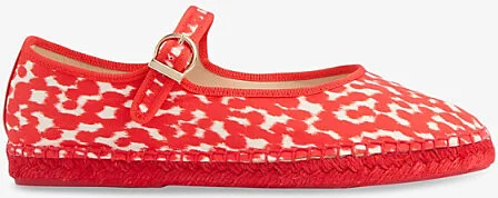 Womens Red-Red Emmie Cotton-Canvas Mary-Jane Espadrilles Eur 36 / 3 Uk Women