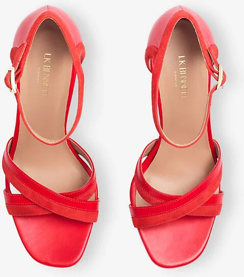 Womens Red-Red Lennon Heeled Leather Sandals Eur 39 / 6 Uk Women - Image 2