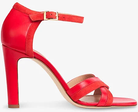 Womens Red-Red Lennon Heeled Leather Sandals Eur 39 / 6 Uk Women