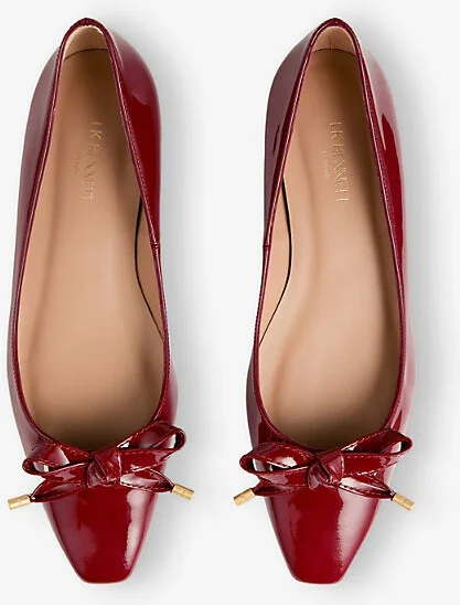 Womens Red-Red Mabel Bow-Embellished Patent-Leather Ballet Flats Eur 37 / 4 Uk Women - Image 2