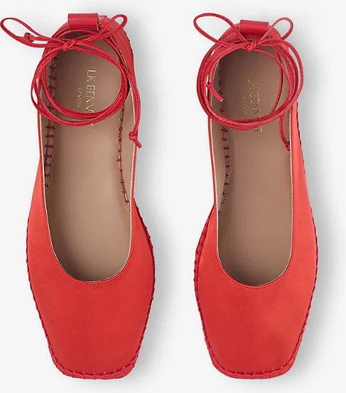 Womens Red-Red Mia Ankle-Tie Satin Espadrilles Eur 35 / 2 Uk Women - Image 2