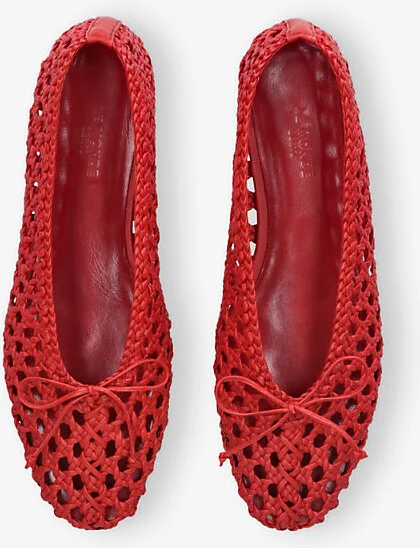 Womens Red Regency Woven-Leather Slippers Eur 37.5 / 4.5 Uk Women - Image 2