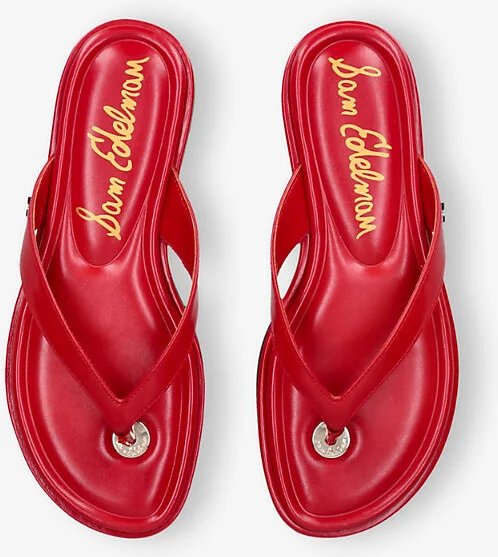 Womens Red Remi Faux-Leather Flat Sandals Eur 39 / 6 Uk Women - Image 2