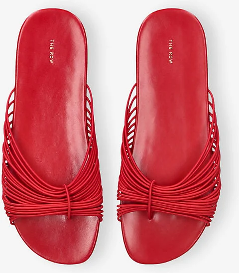 Womens Red Sara Leather Slides Eur 39 / 6 Uk Women - Image 2
