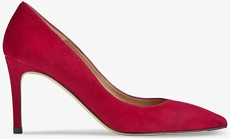 Womens Red-Scarlet Floret Pointed-Toe Suede Courts Eur 39 / 6 Uk Women