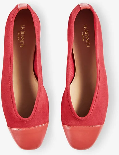 Womens Red-Soft Red Hanna Leather Ballerina Pumps Eur 38/5 Uk Women - Image 2