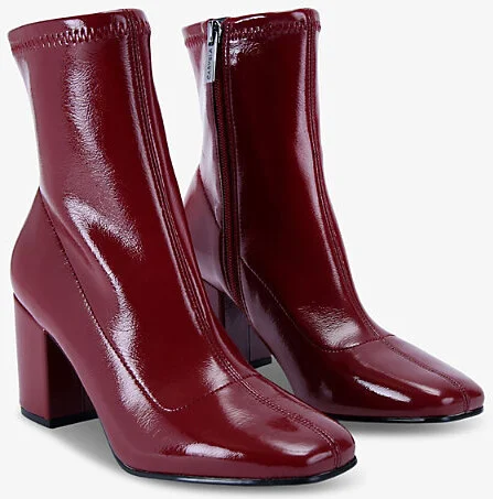 Womens Red Strut Heeled Patent-Faux Leather Ankle Boots Eur 37 / 4 Uk Women - Image 2