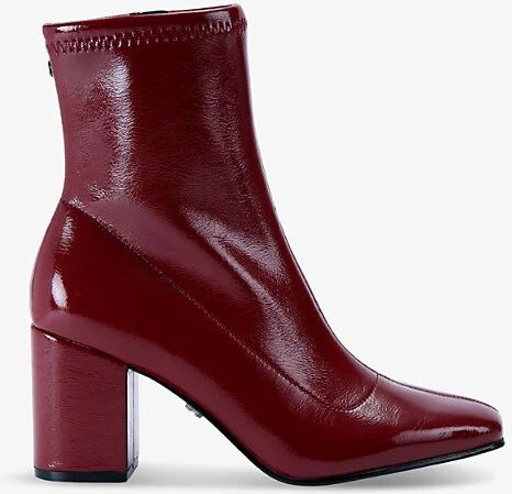 Womens Red Strut Heeled Patent-Faux Leather Ankle Boots Eur 37 / 4 Uk Women