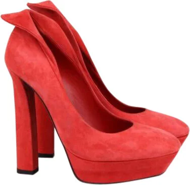 Women's Red Suede Platform Heel Pump (39 EU / 9 US) - Image 4
