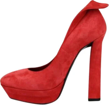Women's Red Suede Platform Heel Pump (39 EU / 9 US) - Image 6