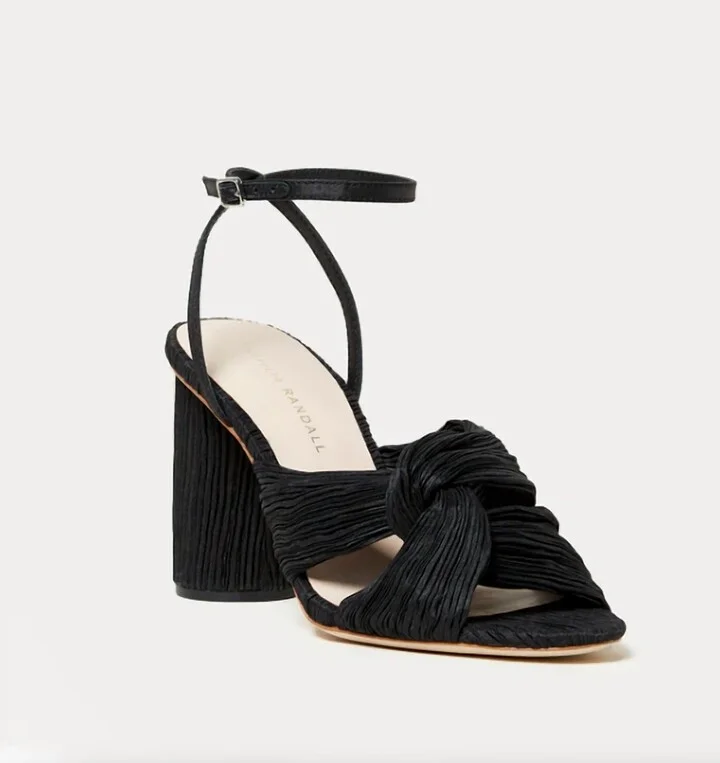 Women's Reed Pleated Twist Heeled Sandal In Black