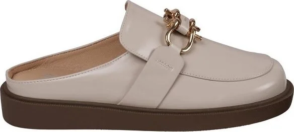 Women's Reese Beige Buckle Slip-On Mules - Image 2