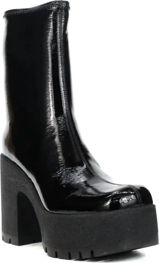 Women's Refresh L Black Crinkle Patent Leather Platform Boots