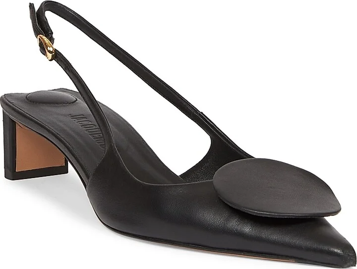 Women's Regalo Leather Slingback Pumps - Black - Size 6 - Image 2