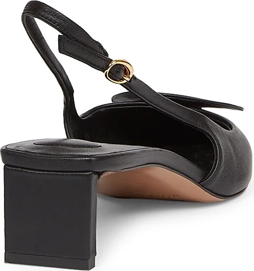 Women's Regalo Leather Slingback Pumps - Black - Size 6 - Image 3