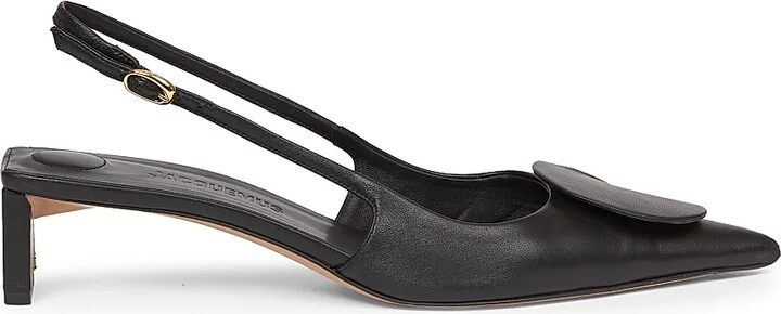 Women's Regalo Leather Slingback Pumps - Black - Size 6