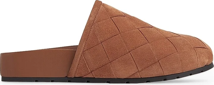 Women's Reggie Intrecciato Suede Mules - Caramel - Size 5