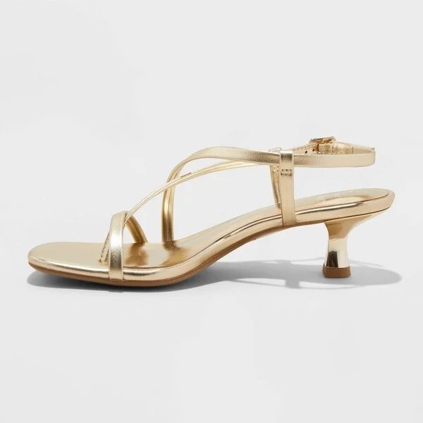 Women's Reggie Toe Thong Strappy Heels - A New Day™ : Faux Leather, Cushioned Insole, Buckle Closure, 2" Louis Heel - Image 2