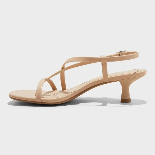 Women's Reggie Toe Thong Strappy Heels - A New Day™ : Faux Leather, Cushioned Insole, Buckle Closure, 2" Louis Heel - Image 3