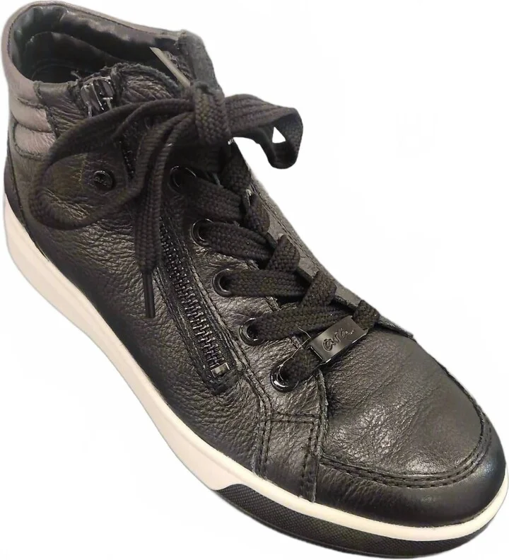 Women's Rei High Sneaker In Black Leather