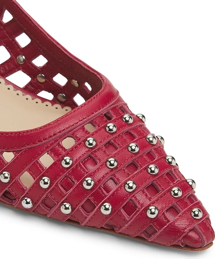 Women's Rena 60MM Studded Cage Leather Slingback Pumps - Bordeaux - Size 5 - Image 5