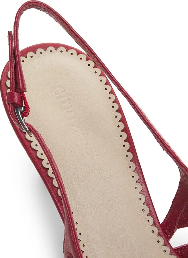 Women's Rena 60MM Studded Cage Leather Slingback Pumps - Bordeaux - Size 5 - Image 6
