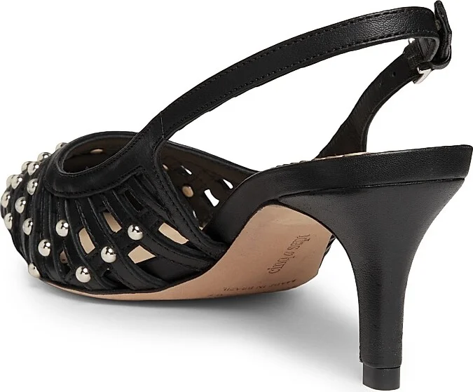 Women's Rena 60MM Studded Cage Leather Slingback Pumps - Bordeaux - Size 5 - Image 8