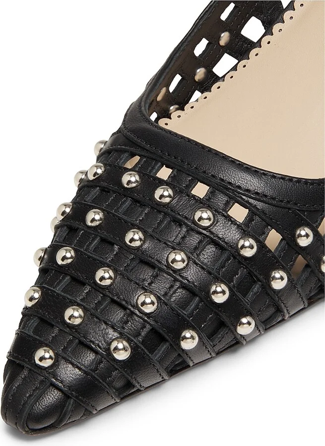 Women's Rena 60MM Studded Cage Leather Slingback Pumps - Bordeaux - Size 5 - Image 11