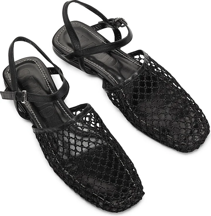 Women's Rete Paper Net Sandals - Black Netting - Size 5 - Image 4
