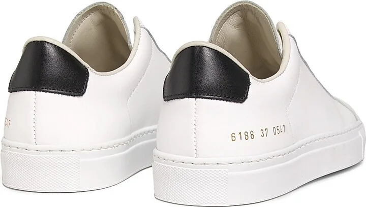 Women's Retro Classic Leather Sneakers - White Black - Size 5 - Image 3