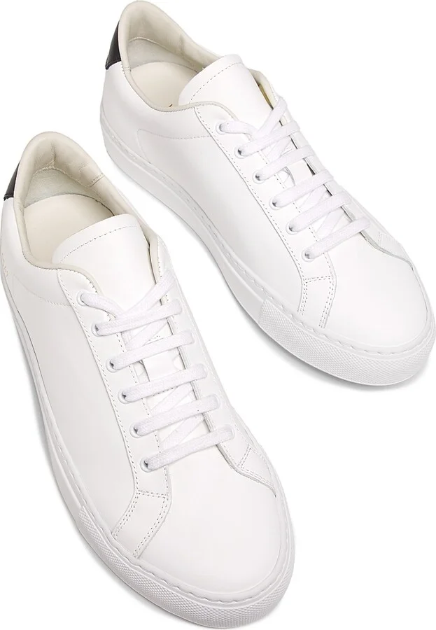 Women's Retro Classic Leather Sneakers - White Black - Size 5 - Image 4