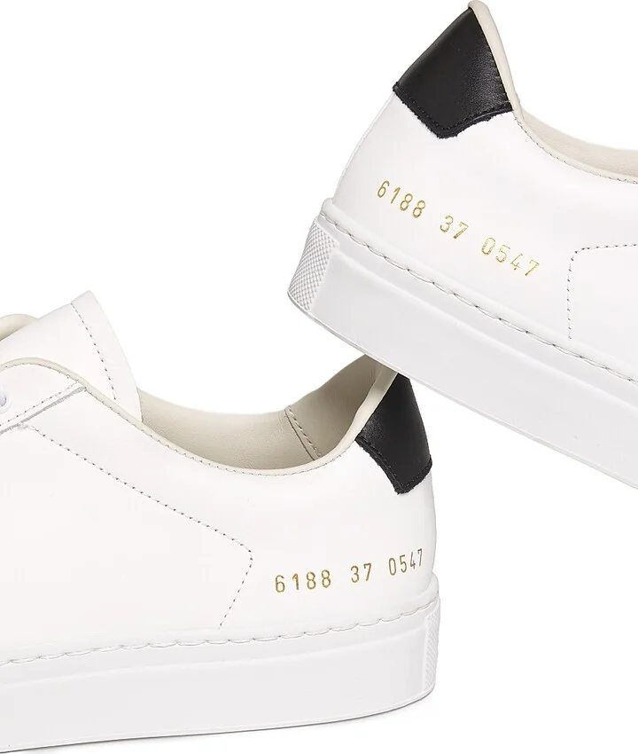 Women's Retro Classic Leather Sneakers - White Black - Size 5 - Image 5