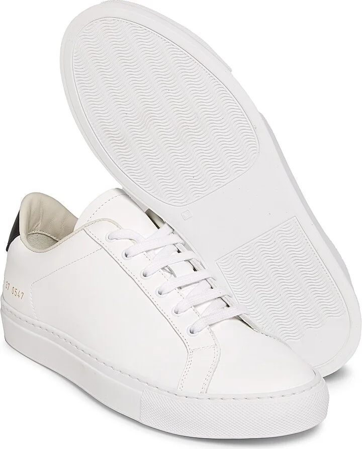 Women's Retro Classic Leather Sneakers - White Black - Size 5 - Image 6