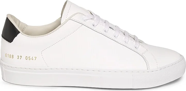 Women's Retro Classic Leather Sneakers - White Black - Size 5