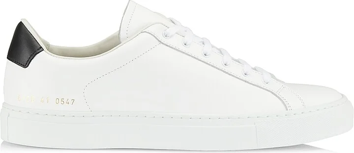 Women's Retro Low Leather Sneakers - White Black - Size 5