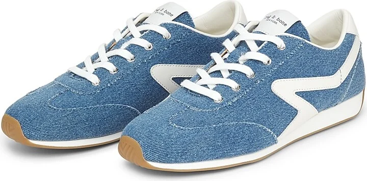 Women's Retro Slim Denim Running Sneakers - Medium Wash Denim - Size 5 - Image 2